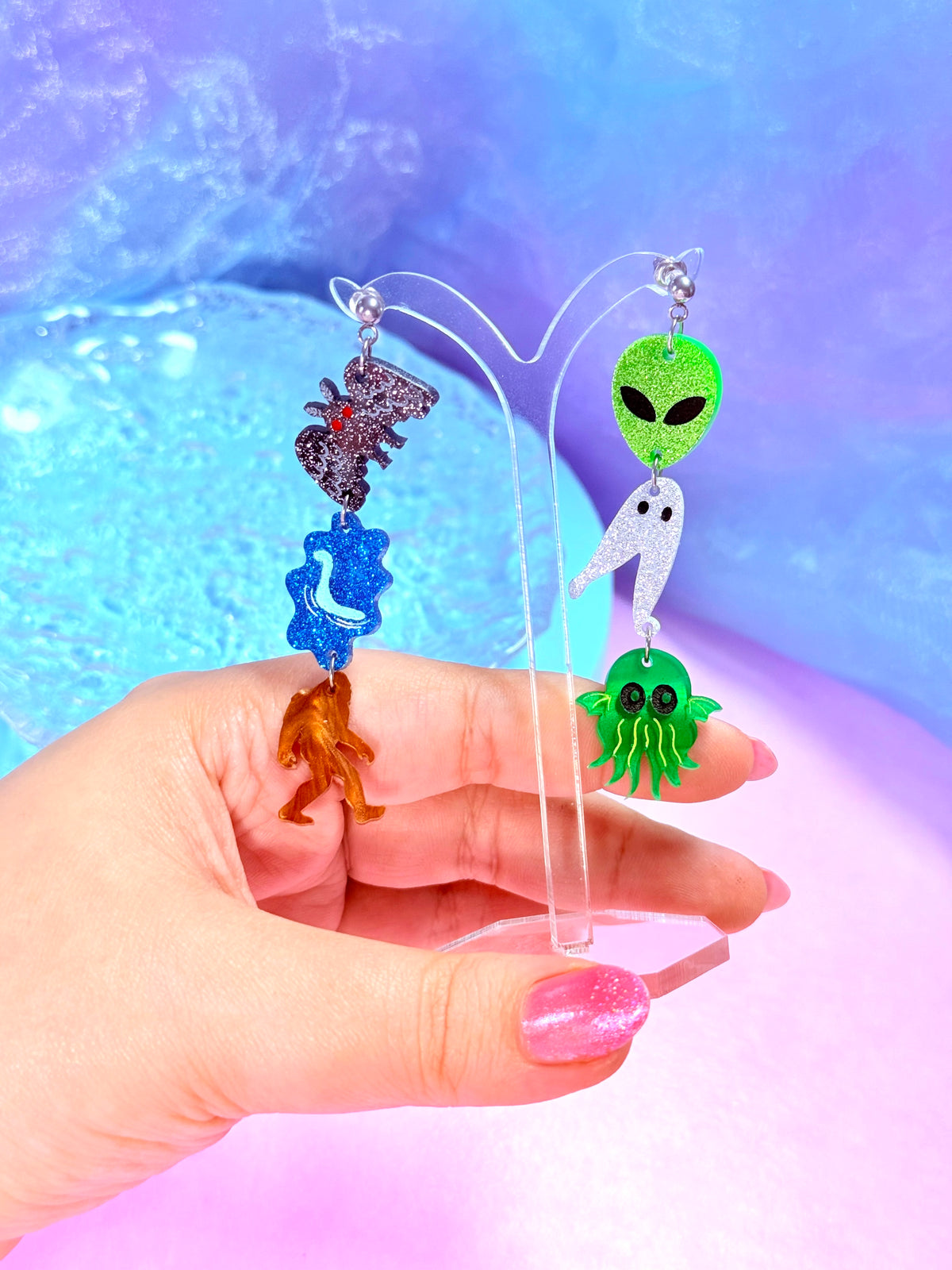 Cryptid Dangles, Acrylic Earrings