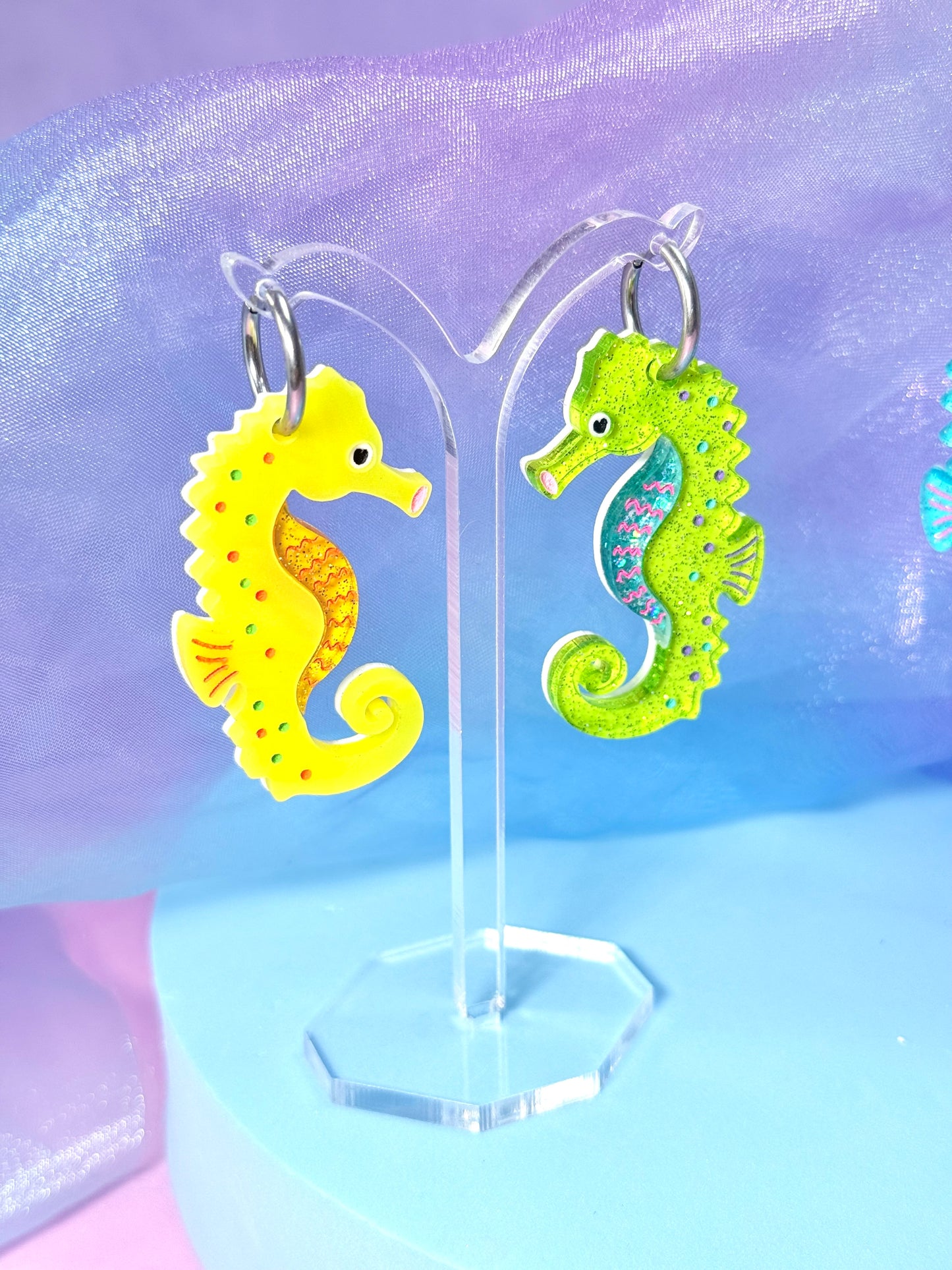Funky Seahorse Acrylic Earrings, Mix and Match