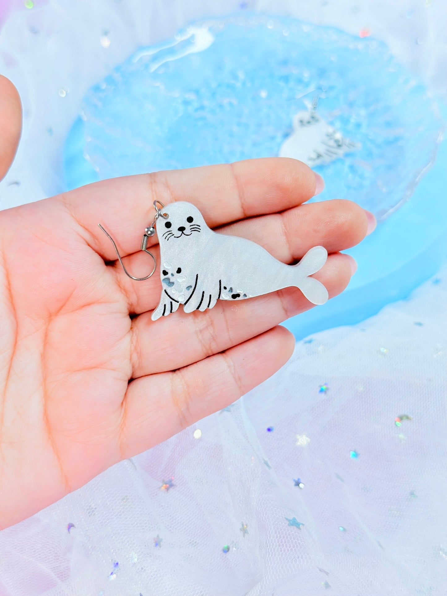 Spotted Seal Acrylic Earrings