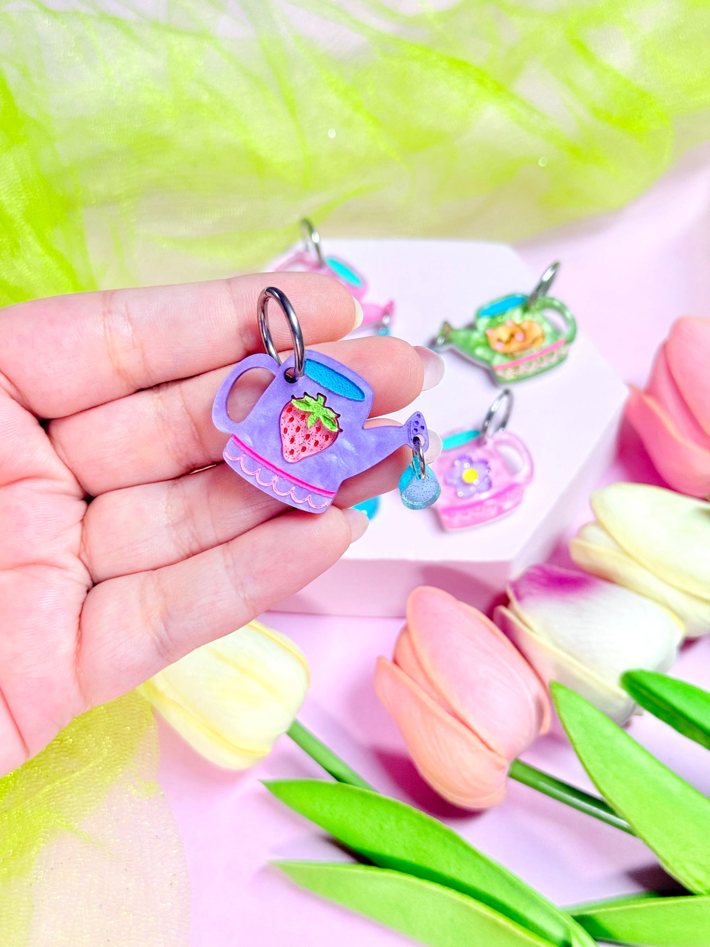 Whimsical Watering Can Acrylic Earrings