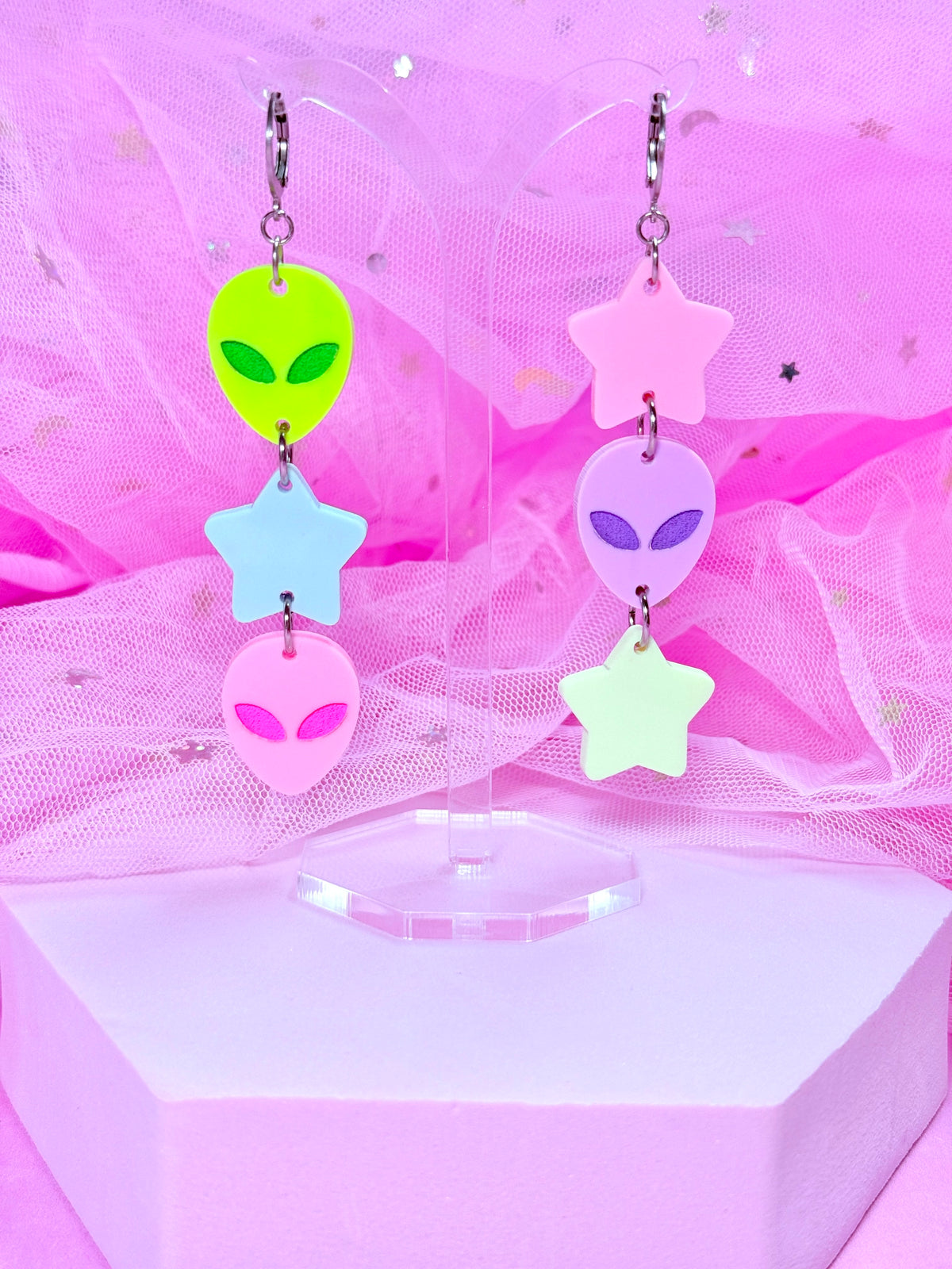 Pastel Celestial Stacks, Acrylic Earrings