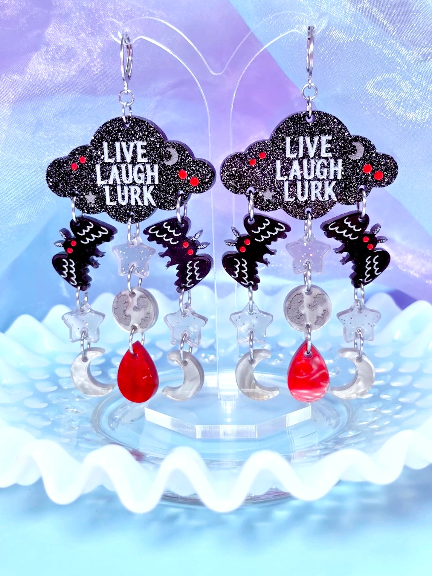 Mothman Drops, Acrylic Earrings