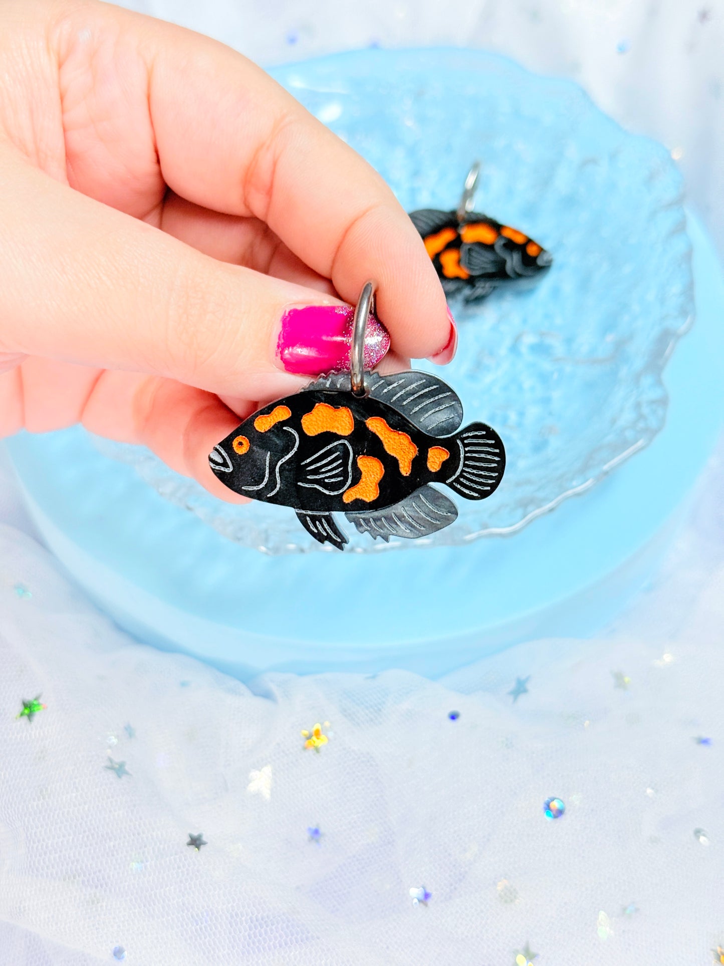 Tiger Oscar Fish Acrylic Earrings
