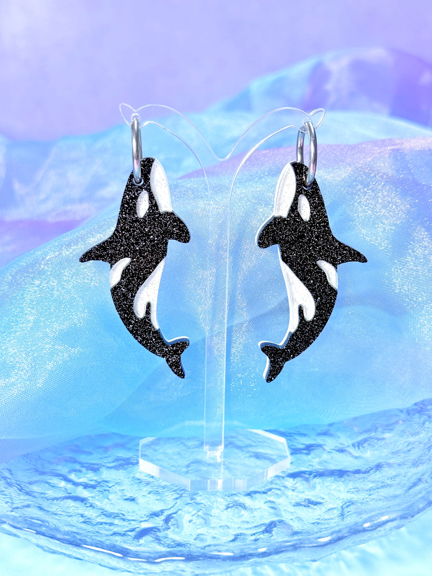 Orca Acrylic Earrings (Extra Sparkly)