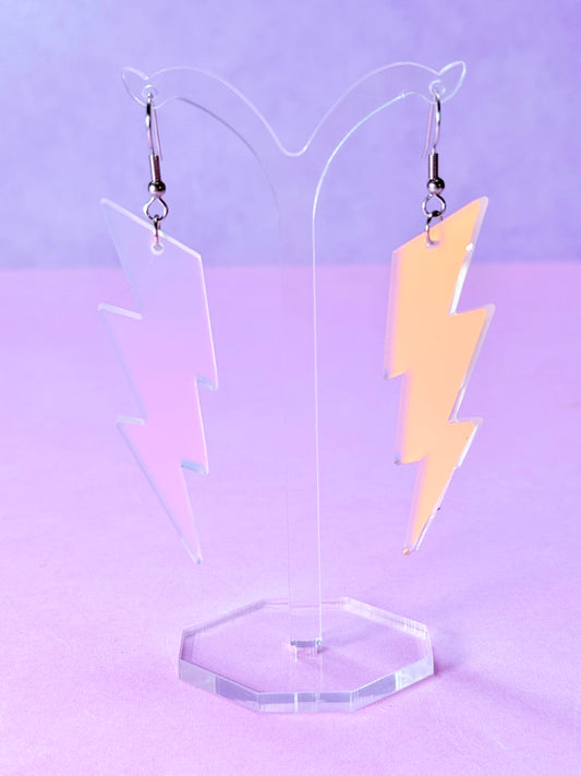 Lightning Bolt Acrylic Earrings (Iridescent)