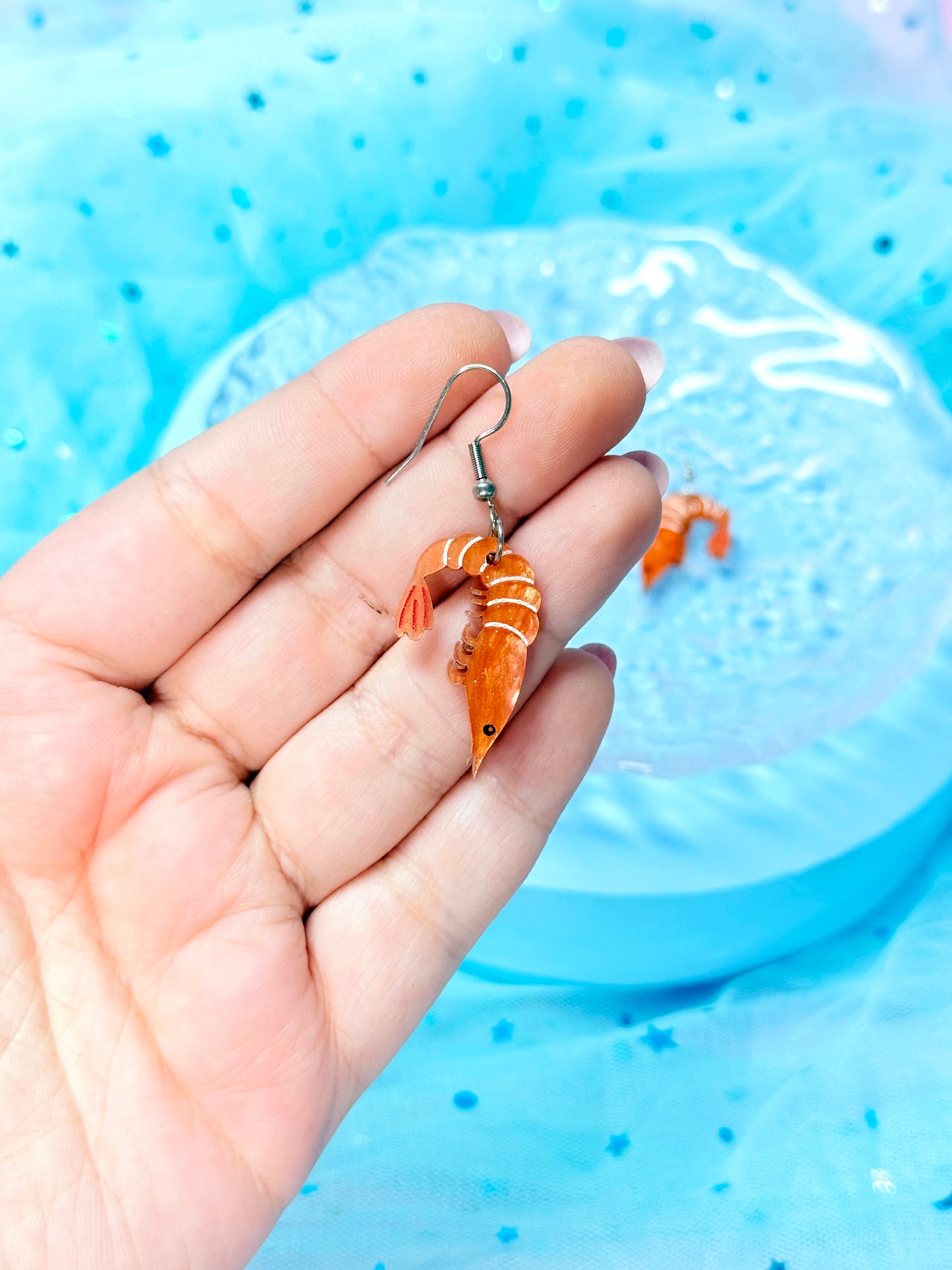 Mini Shrimp Acrylic Earrings