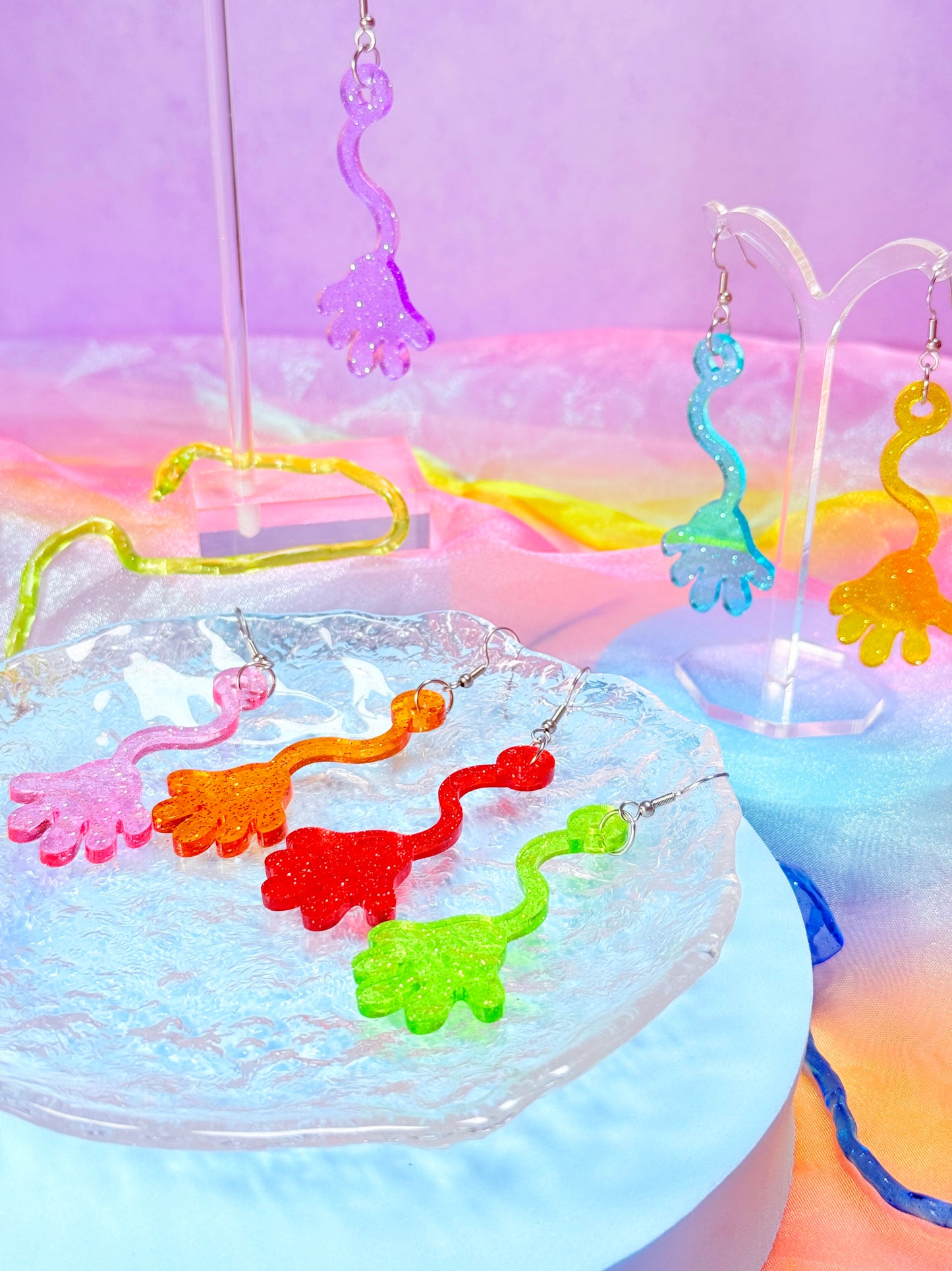 Nostalgic Sticky Hand Acrylic Earrings (Big)