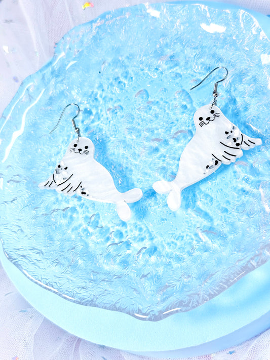 Spotted Seal Acrylic Earrings