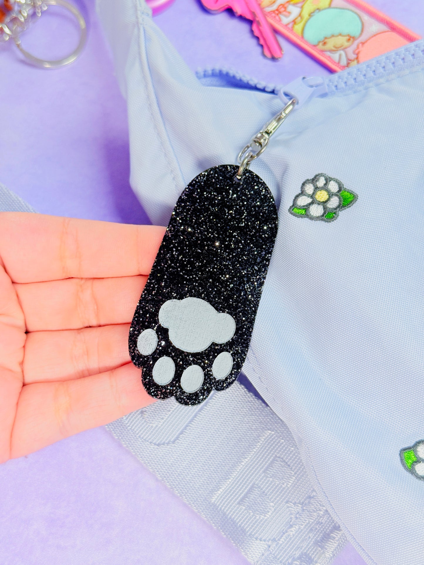 Black Cat Paw Bag Charm