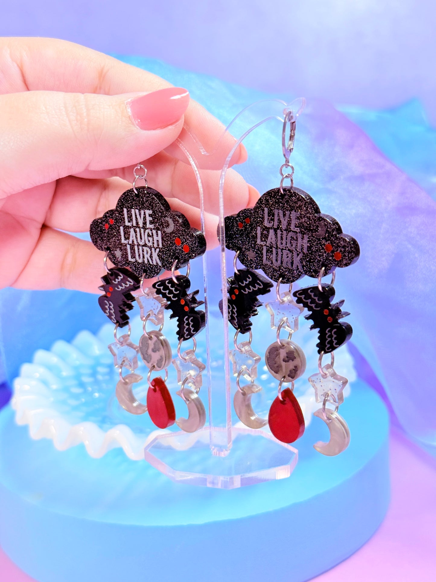 Mothman Drops, Acrylic Earrings