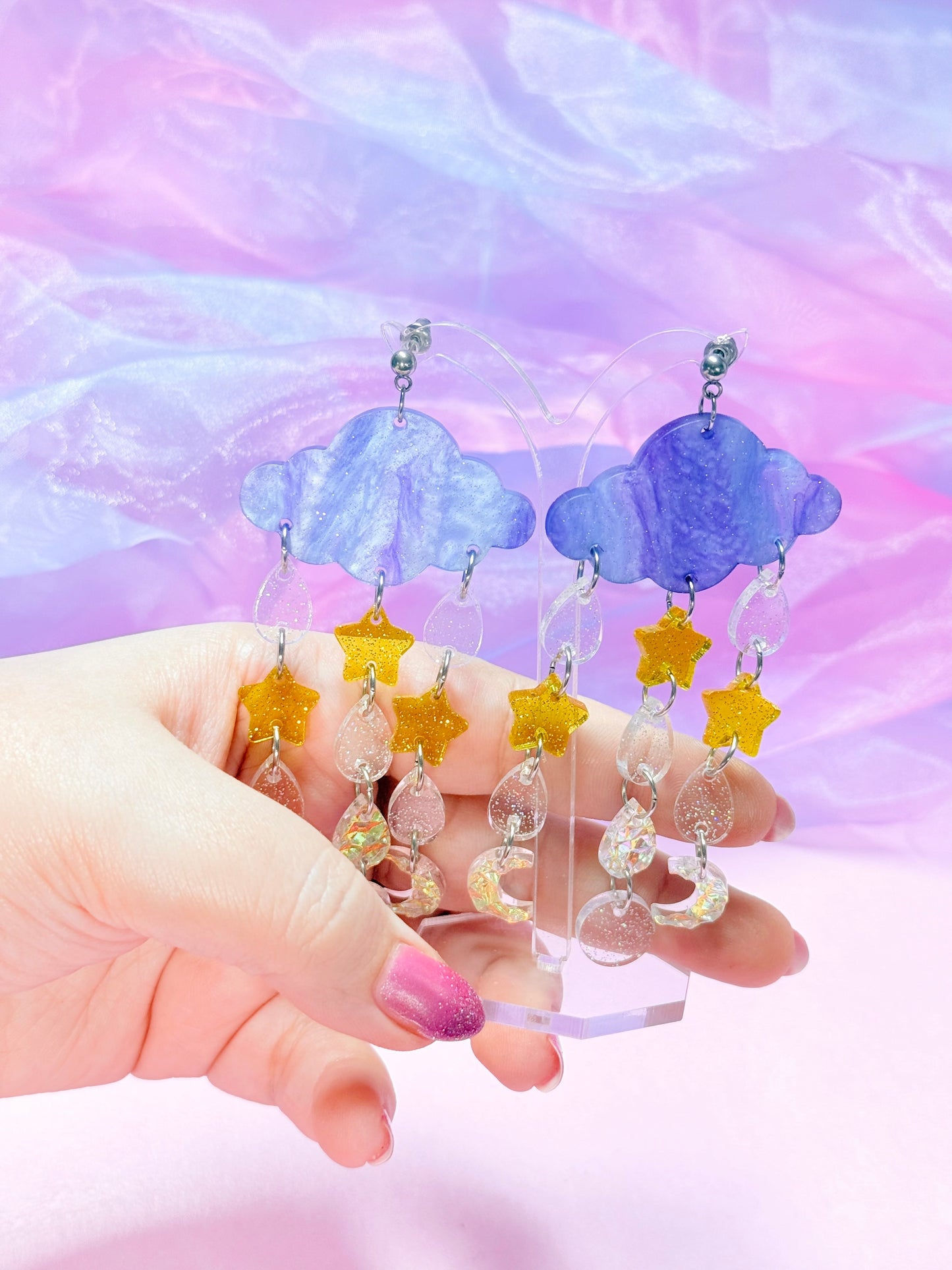 Celestial Clouds, Acrylic Earrings