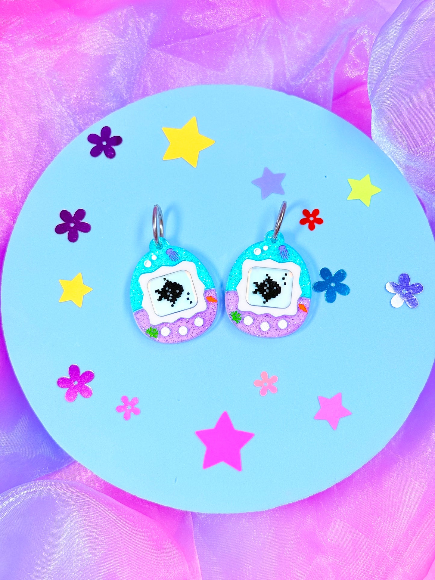 Virtual Pet Fish Acrylic Earrings