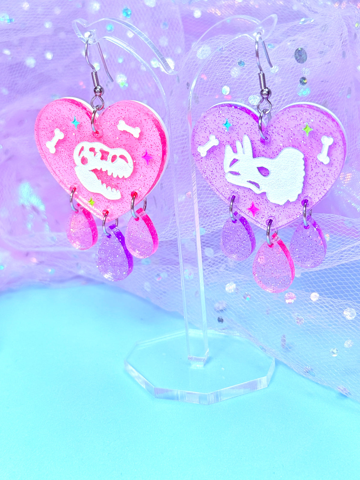 Dino Lover Dangles, Acrylic Earrings