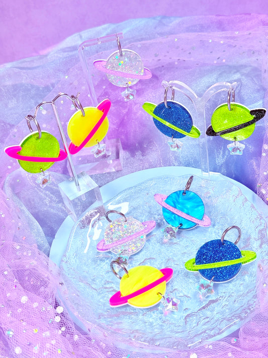 Funky Planet Acrylic Earrings, Mix and Match