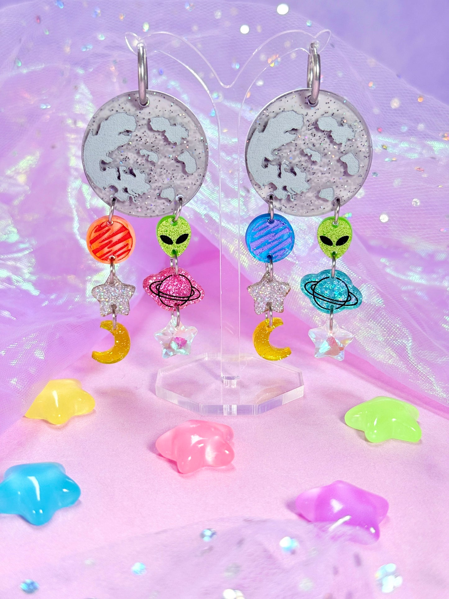 Out of this World Drops, Acrylic Earrings