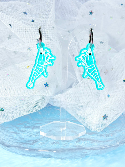 Jelly Shrimp Acrylic Earrings (Blue)