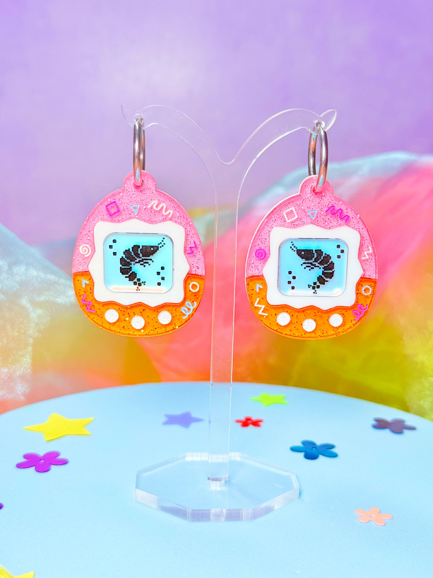 Virtual Pet Shrimp Acrylic Earrings