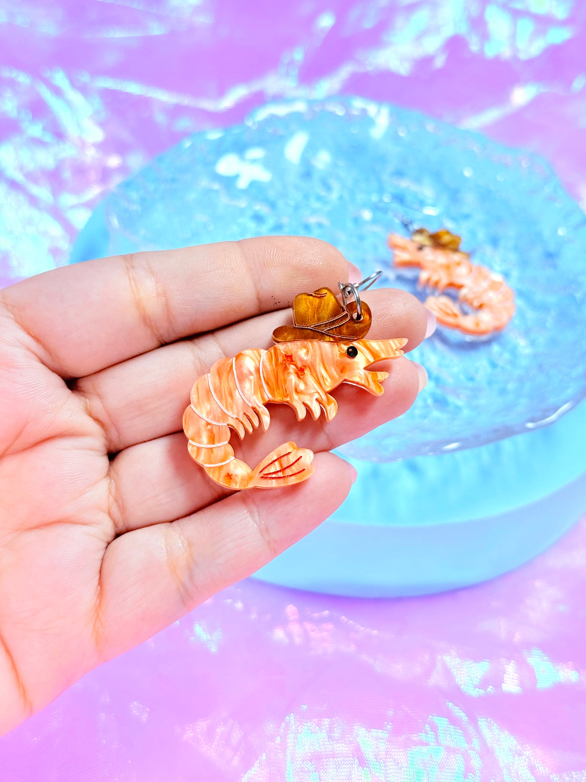 Cowboy Shrimp Acrylic Earrings