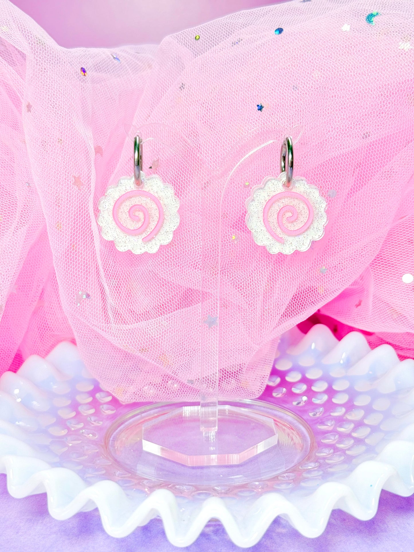 Mini Narutomaki (Fish Cake) Acrylic Earrings