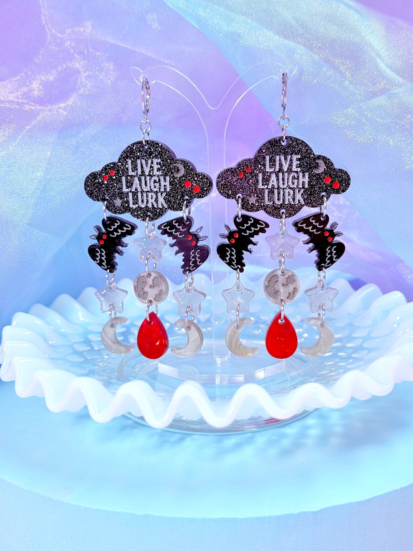 Mothman Drops, Acrylic Earrings