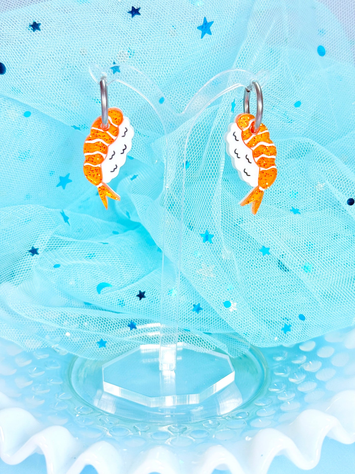 Mini Shrimp Sushi Acrylic Earrings