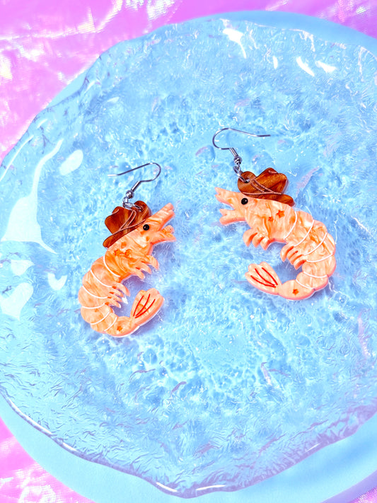 Cowboy Shrimp Acrylic Earrings
