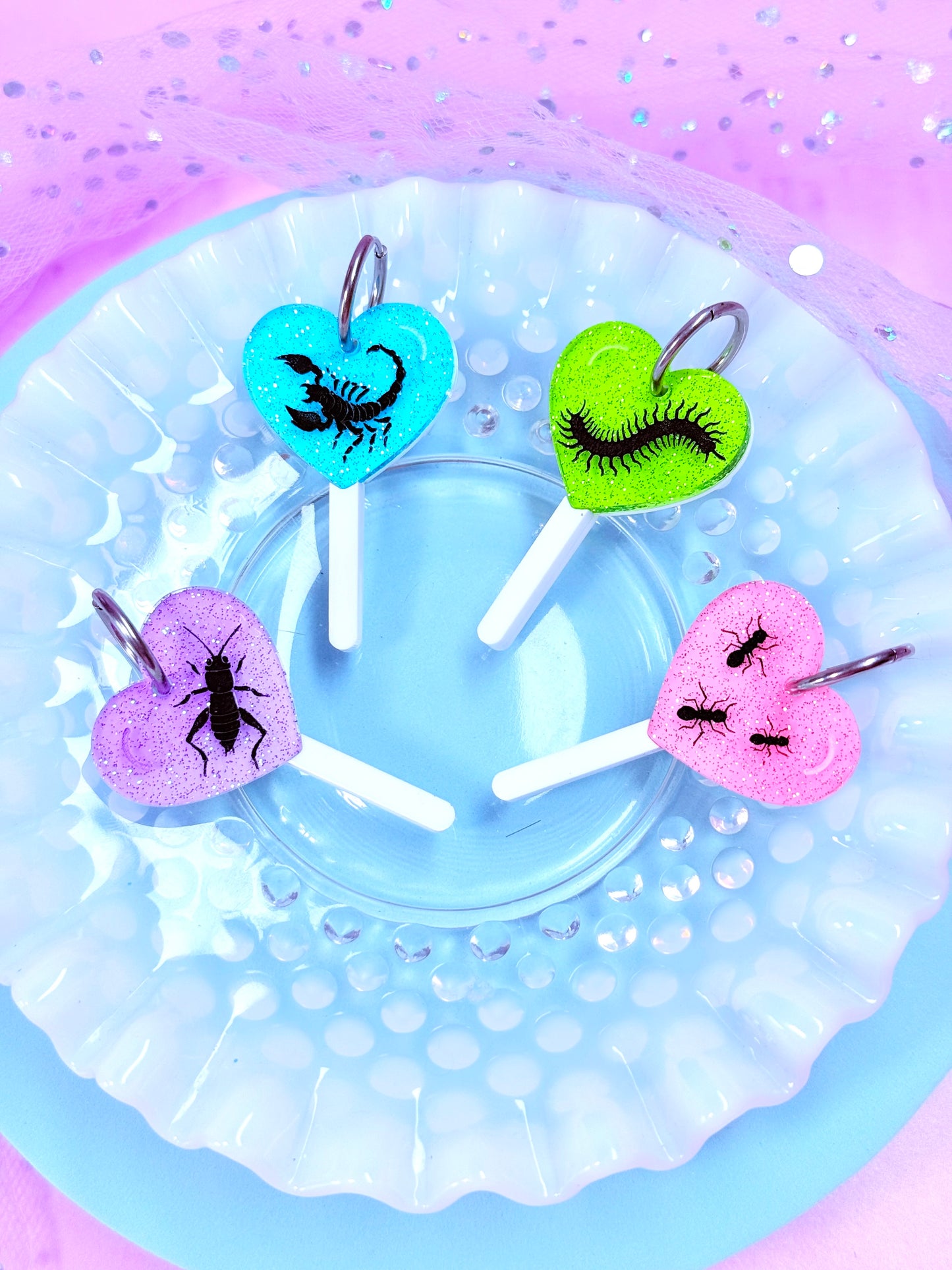Cutesy Bug Lollipop Acrylic Earrings