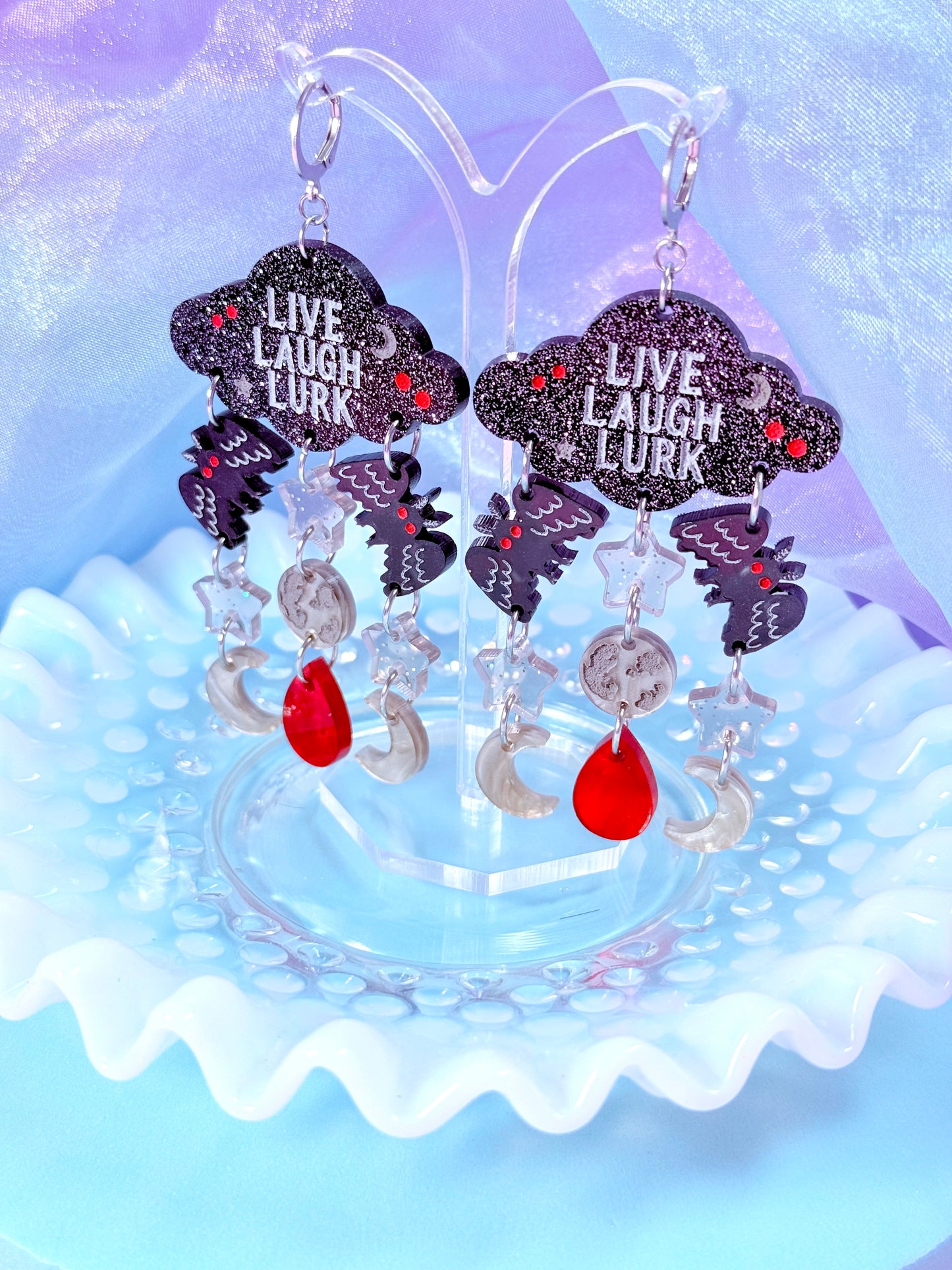 Mothman Drops, Acrylic Earrings