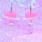 Heart Planet Acrylic Earrings (Pink)