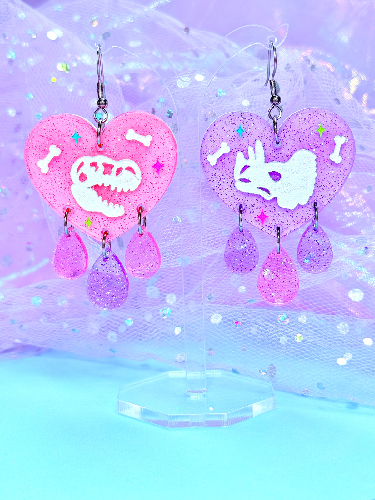 Dino Lover Dangles, Acrylic Earrings
