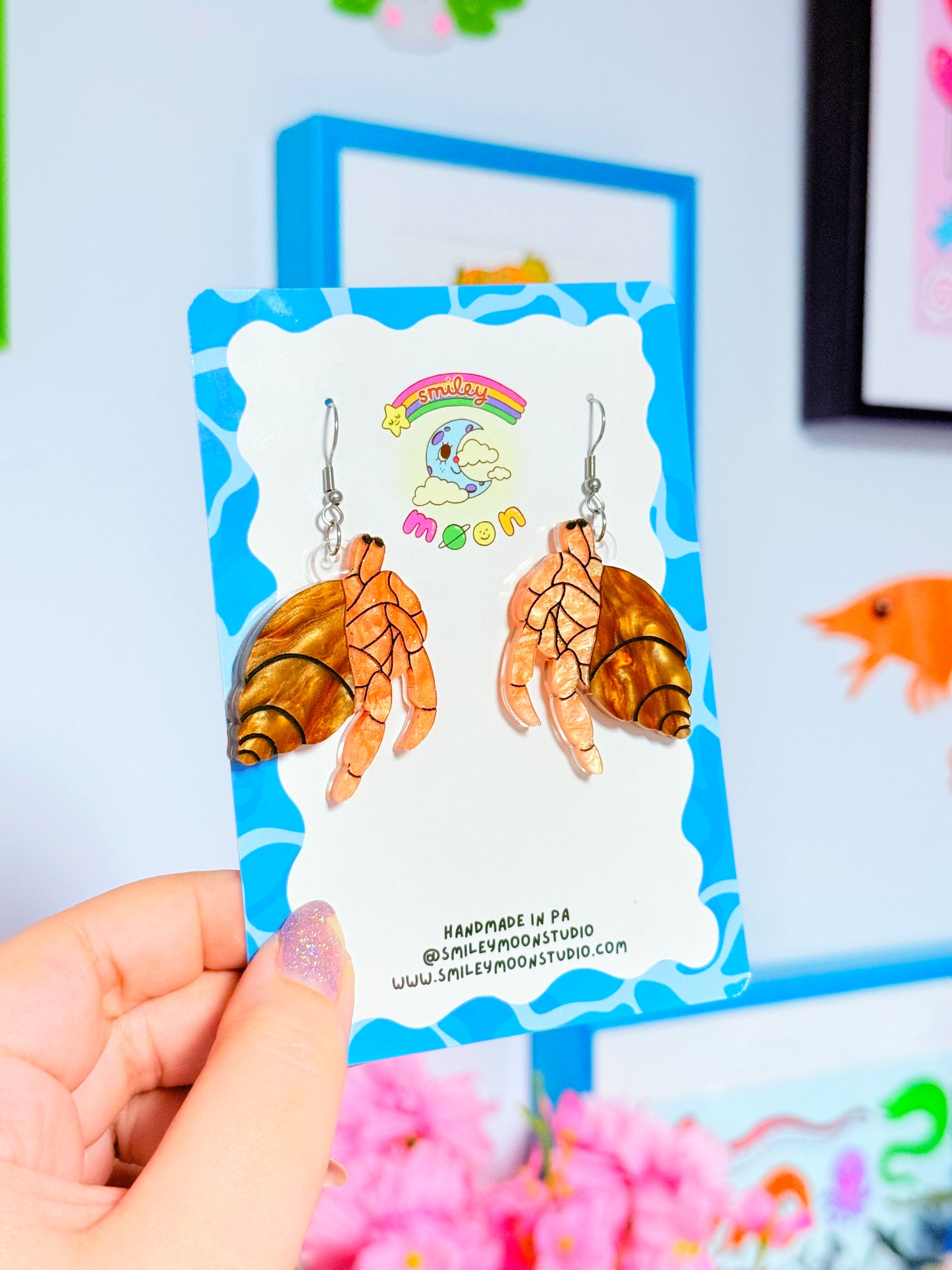 Hermit Crab Acrylic Earrings (Classic)