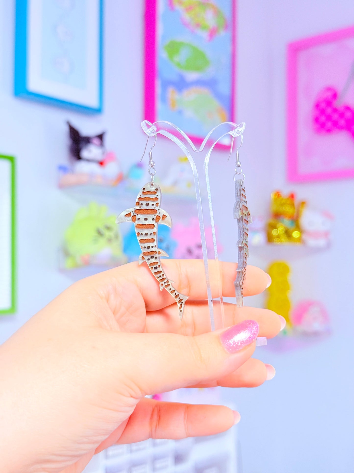 Leopard Shark Acrylic Earrings