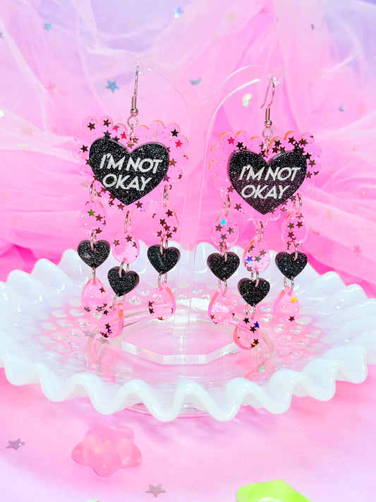 I'm Not Okay, Acrylic Earrings