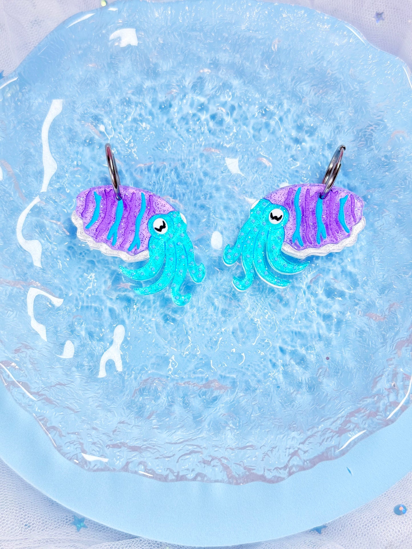 Cuttlefish Acrylic Earrings (Jelly Purple)