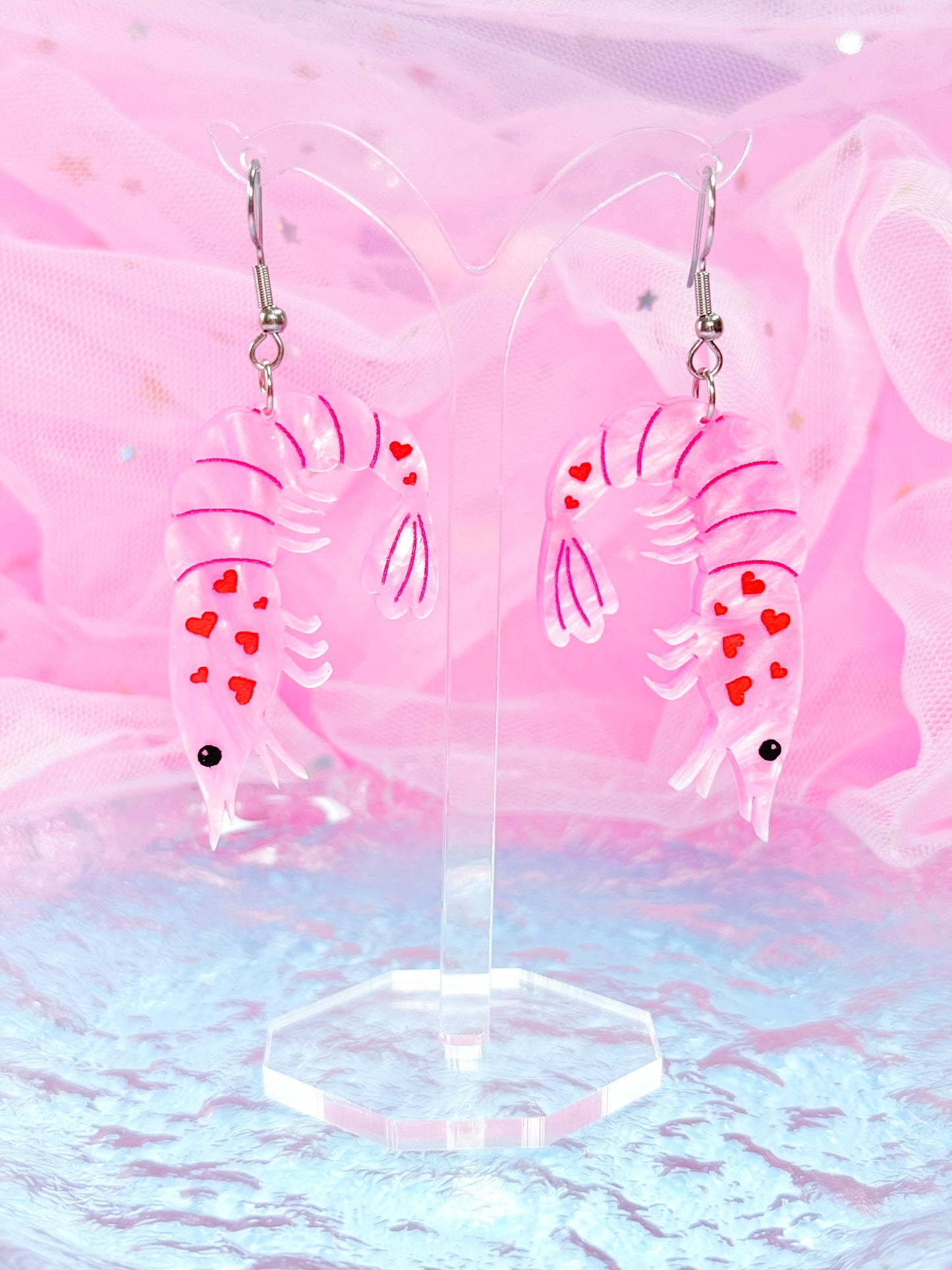 Love Shrimp, Acrylic Earrings