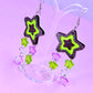 Funky Y2K Star Drop Earrings (Dark Neon)