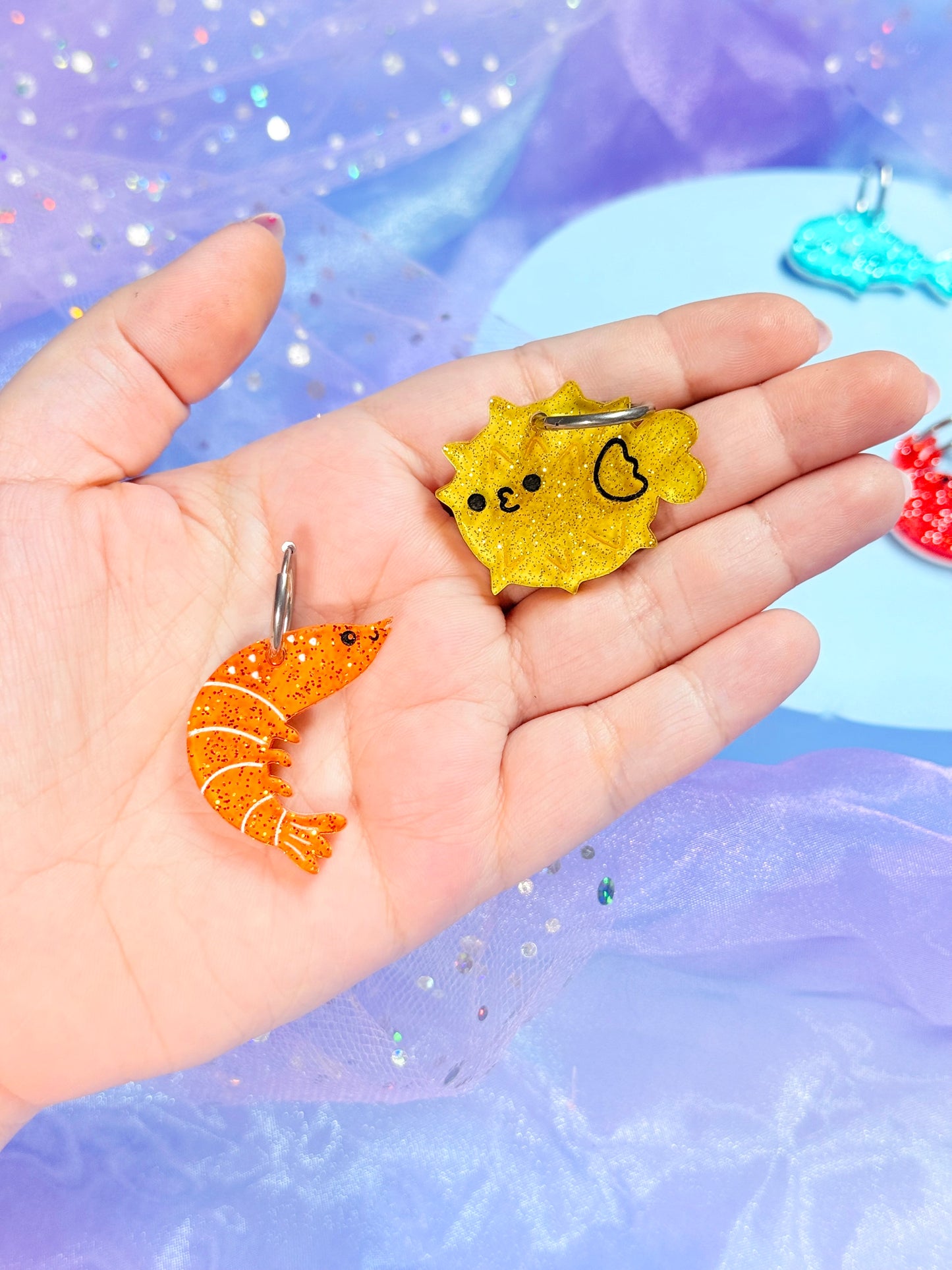Glitter Jelly Sea Critters! Mix and Match Earrings