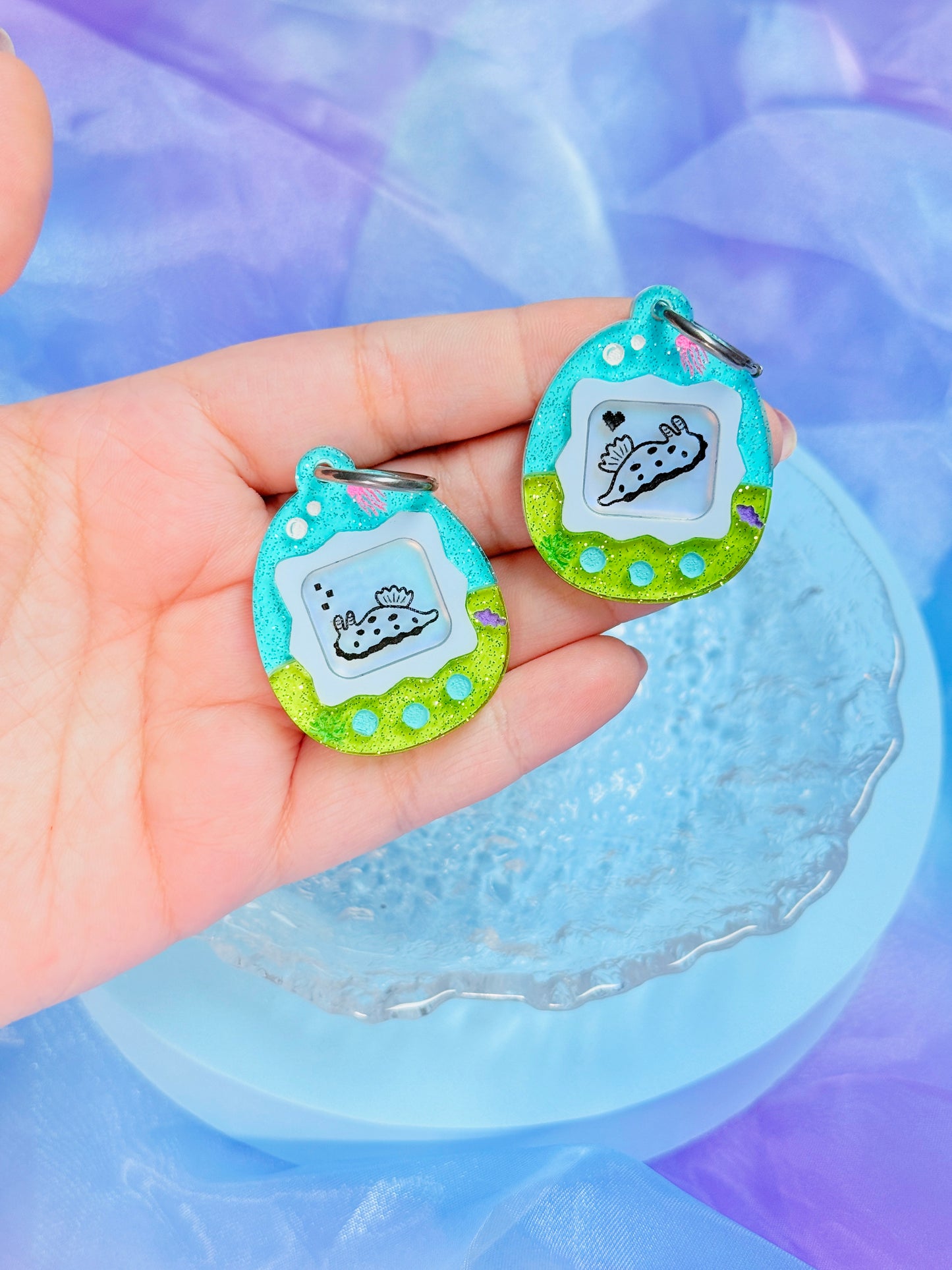 Virtual Pet Sea Slug Acrylic Earrings