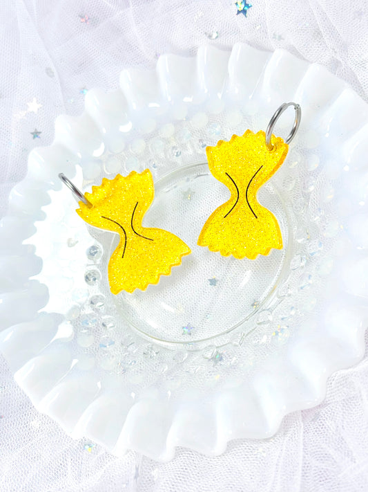 Glitter Jelly Bowtie Noodle Acrylic Earrings