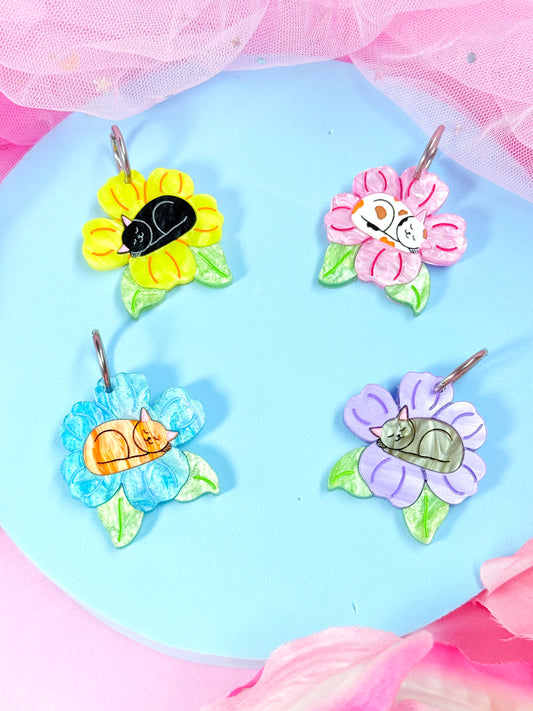 Purrfect Petals, Kitty Acrylic Earrings