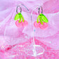 Candy Cherries, Acrylic Earrings (Pink)