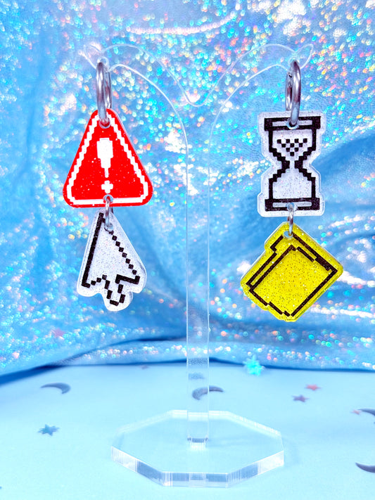 Y2K Computer Icon Dangles, Acrylic Earrings