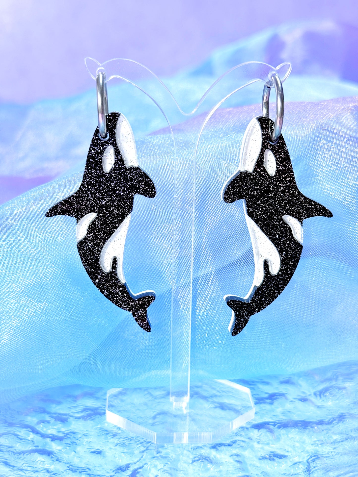 Orca Acrylic Earrings (Extra Sparkly)