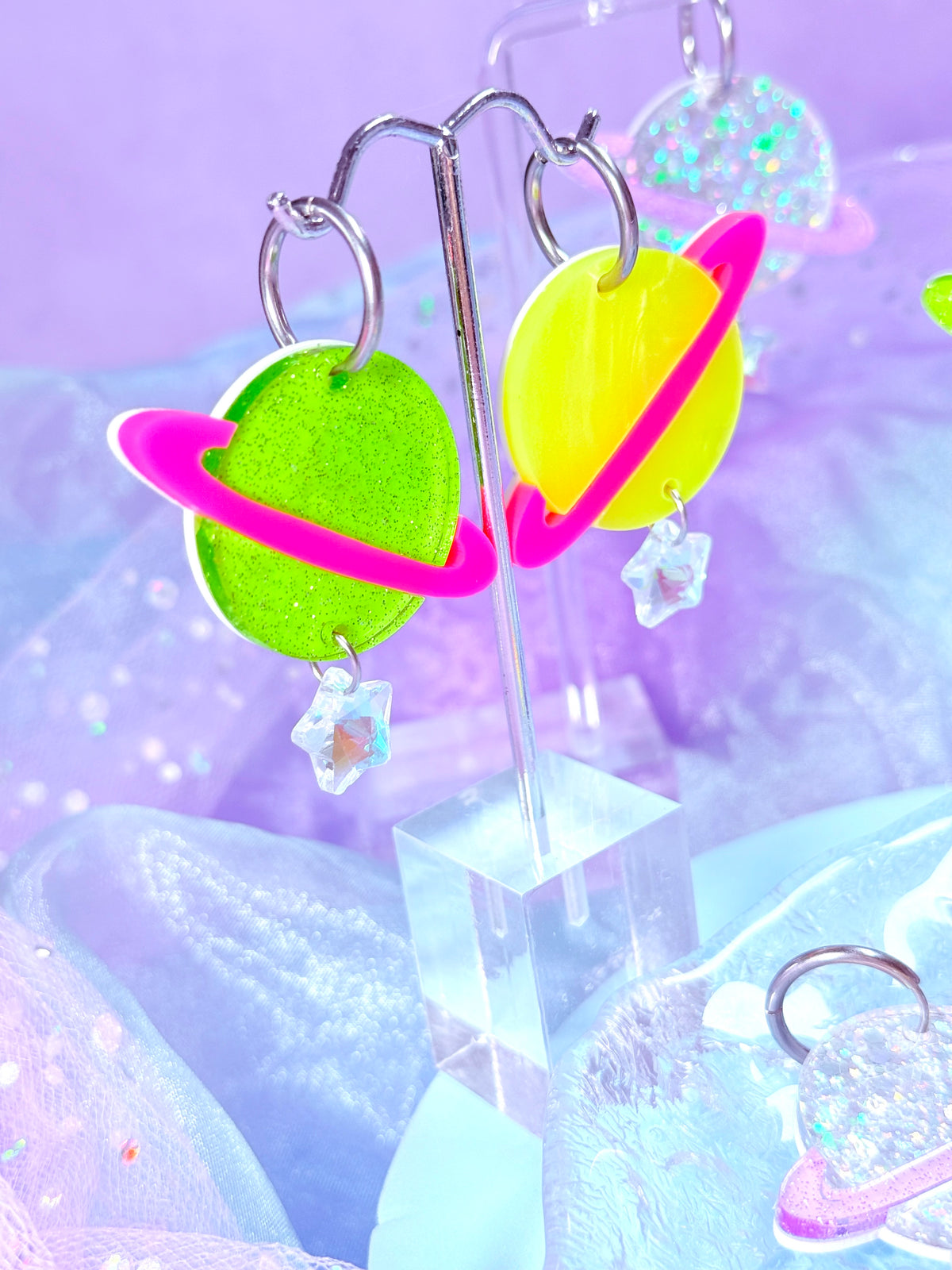 Funky Planet Acrylic Earrings, Mix and Match