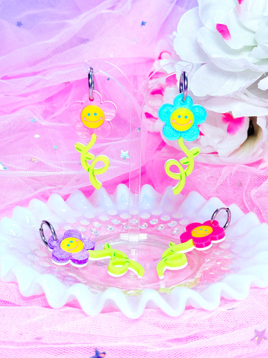 Bendy Flower Acrylic Earrings