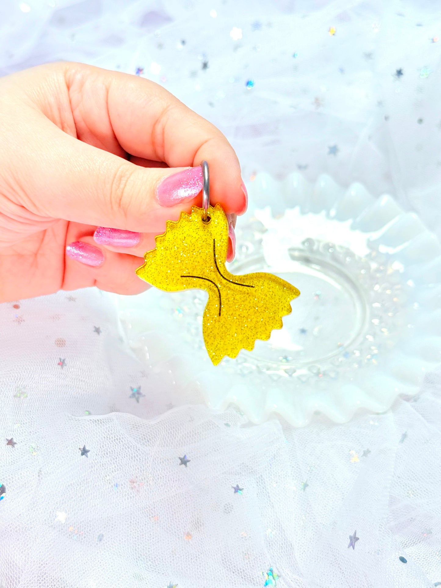 Glitter Jelly Bowtie Noodle Acrylic Earrings