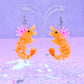 Princess Prawn, Shrimp Acrylic Earrings