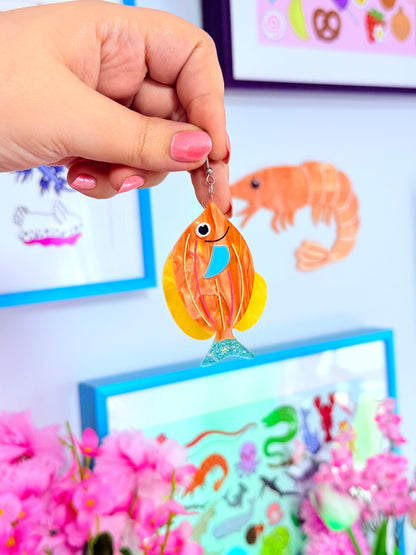 Funky Tropical Fish, Acrylic Earrings