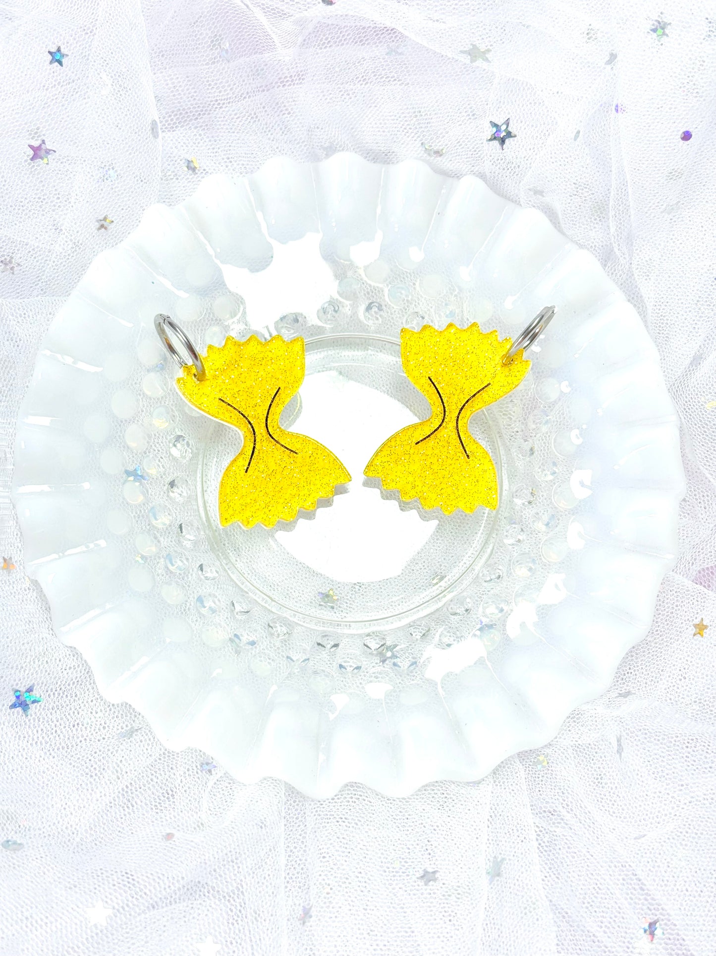 Glitter Jelly Bowtie Noodle Acrylic Earrings