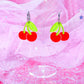 Candy Cherries, Acrylic Earrings (Red)